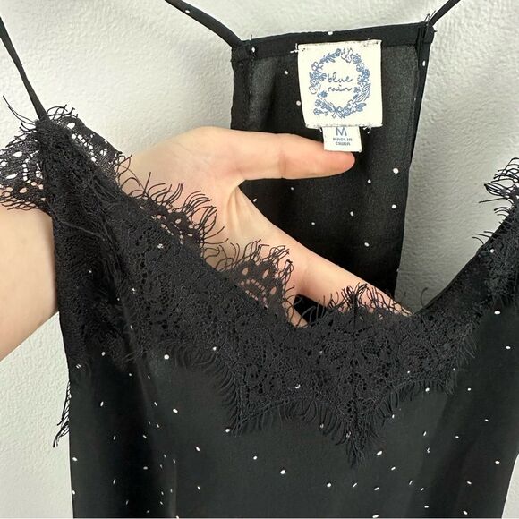 Blue Rain For Francesca’s Black & White Polka Dot Cami Blouse Size Medium - Picture 6 of 12